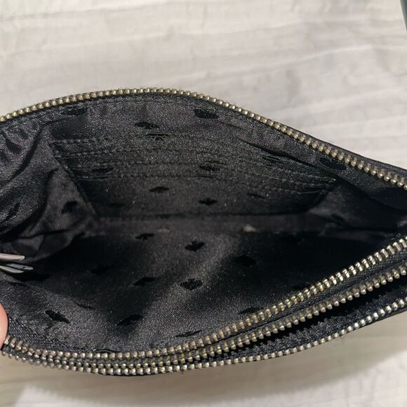 kate spade Black Gold Double Compartment Zip Nylon Clutch